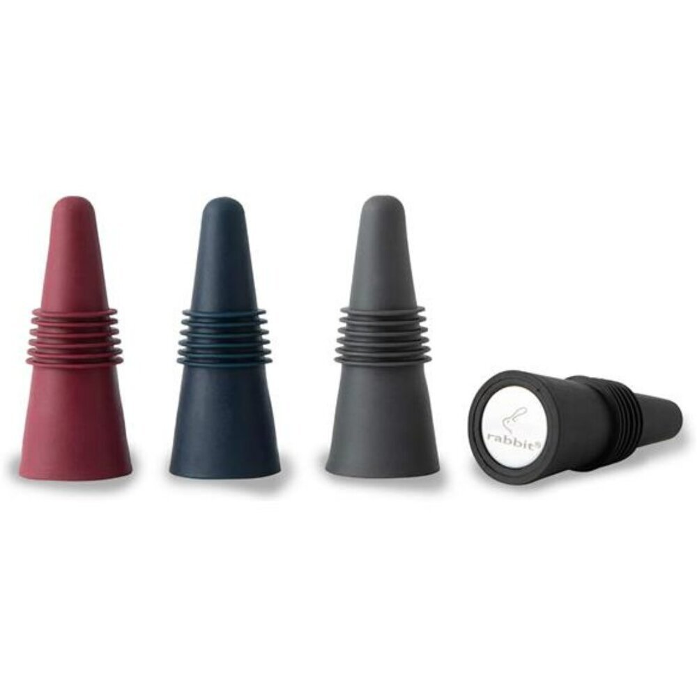 Set of 4 Silicone Wine Bottle Stoppers Reusable Air Tight Seal Multicolor